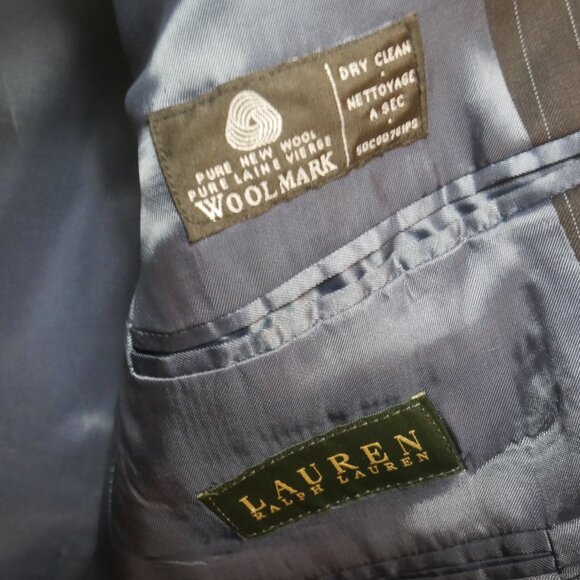 Lauren Ralph Lauren Navy Pinstripe Wool Suit Jacket 40S - Picture 5 of 16